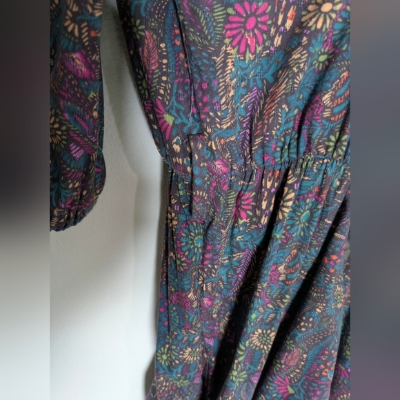 EVEREVE WOMENS floral Fall jumpsuit 3/4 ballon sleeves ockets cotton blend Small - Picture 11 of 15